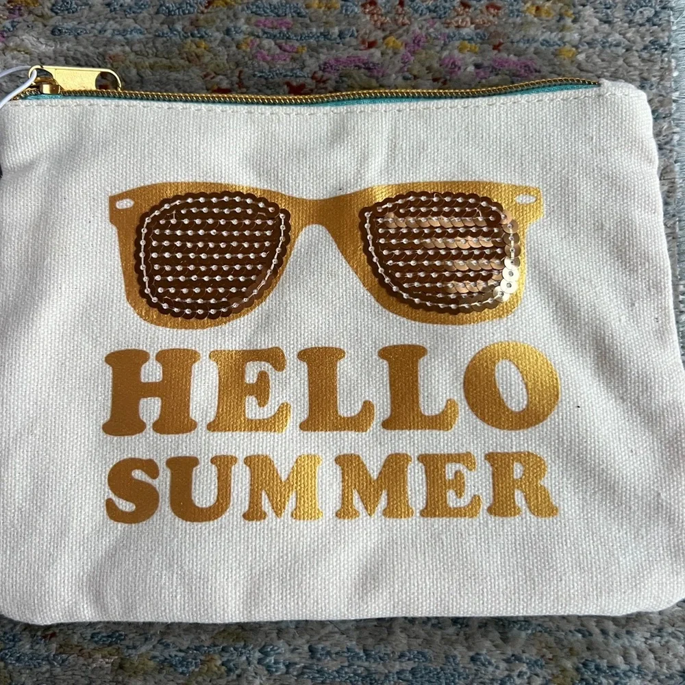 PMI Hello Summer Cosmetic Bag Sequin Accent NWT